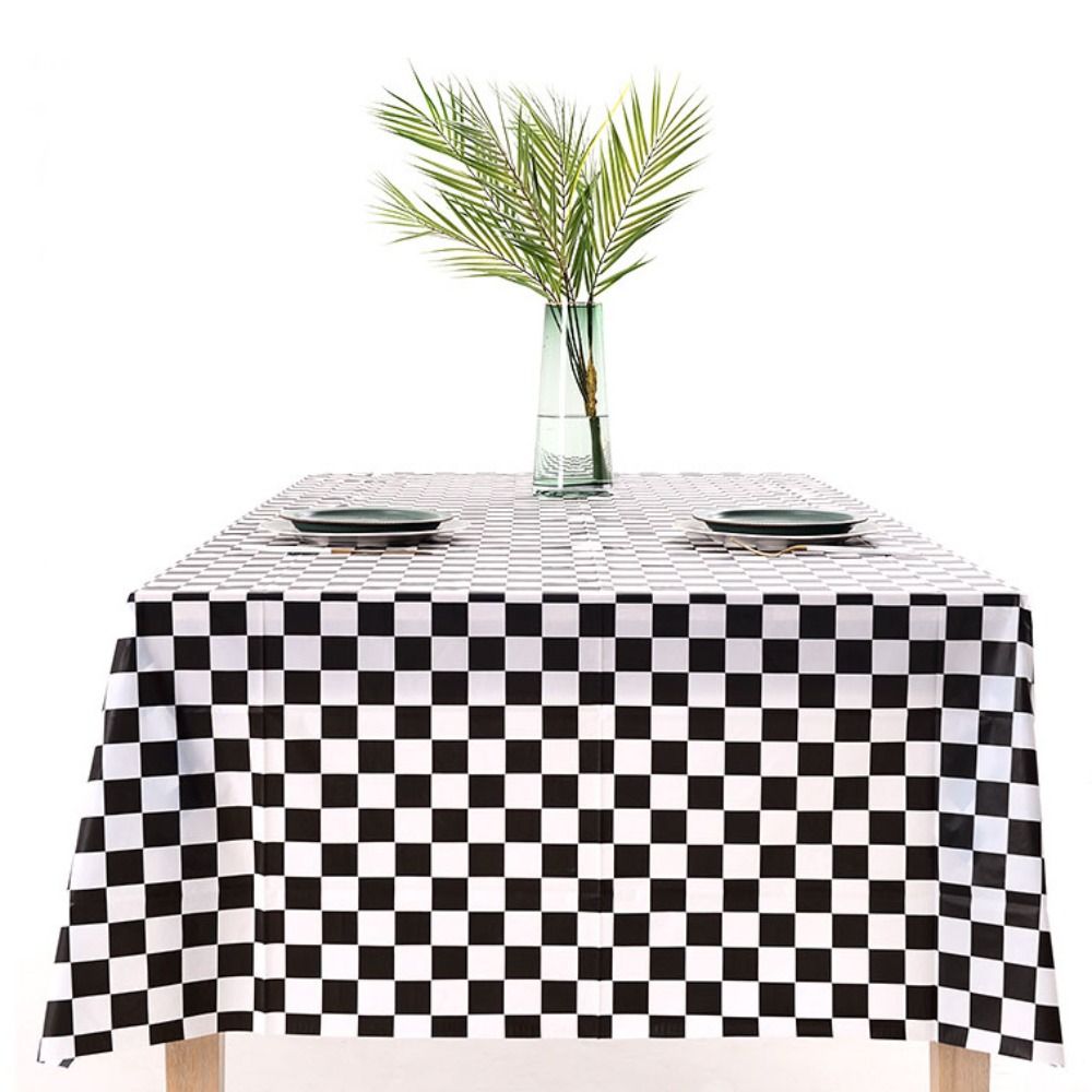Rectangular Checkered DisposableTablecloth Plastic Table Decorative Cloth  Birthday Party