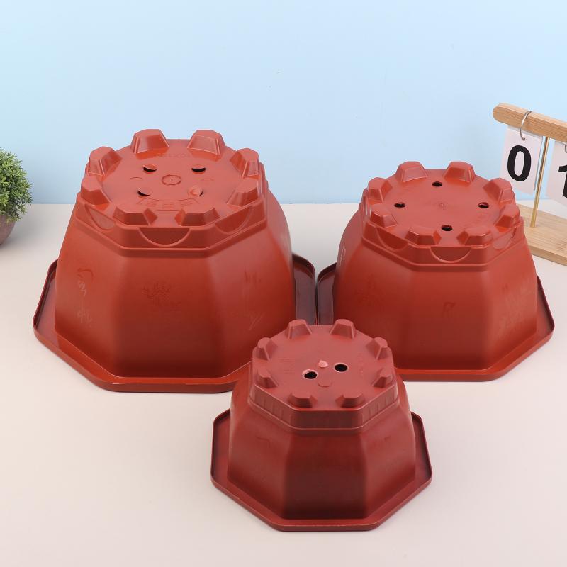 1Pc Hexagonal Plastic Flowerpot Reusable Bonsai Special Green Plant Classical Indoor Garden Decor Succulent Plants Planting