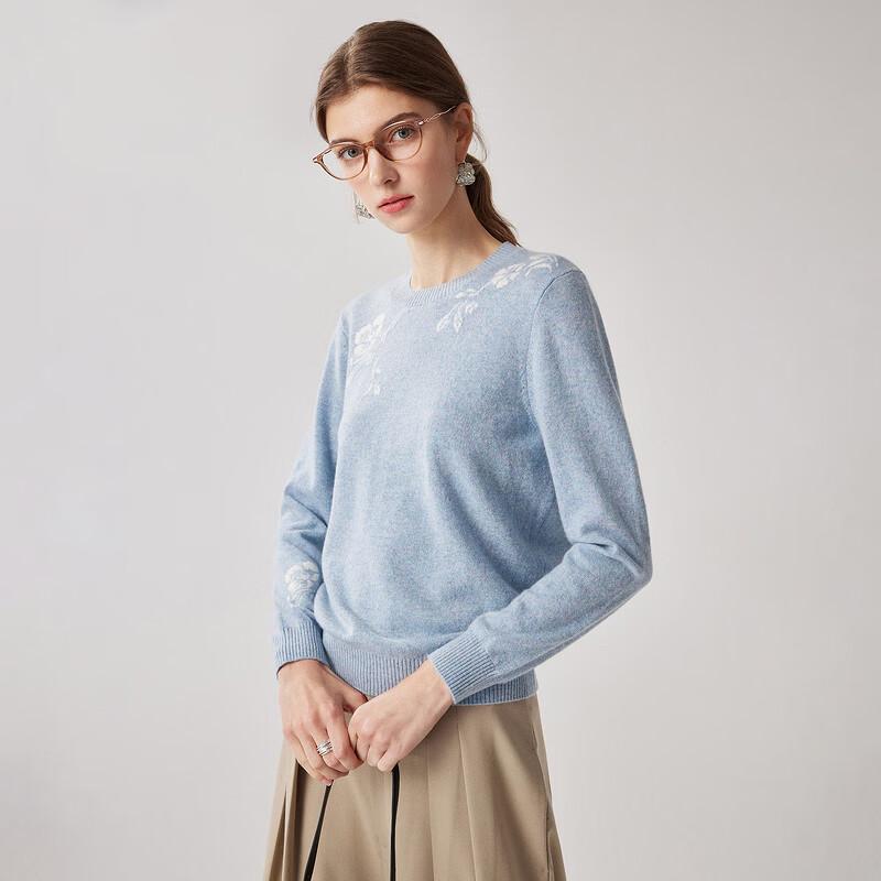 Zhaojun Women's Floral Intarsia Cashmere Sweater