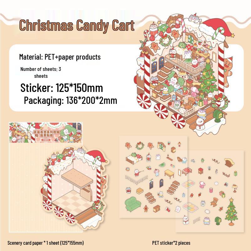 Zoo Christmas Series Mini Scenery Stickers for Collage