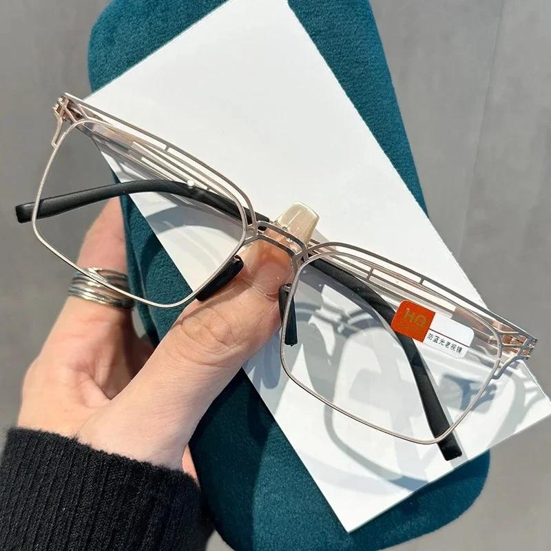 

Men Women New Fashion Retro Large Frame Reading Glasses Neutral Luxury High Definition Anti Blue Light Presbyopia Glasses +4.0 +3.5