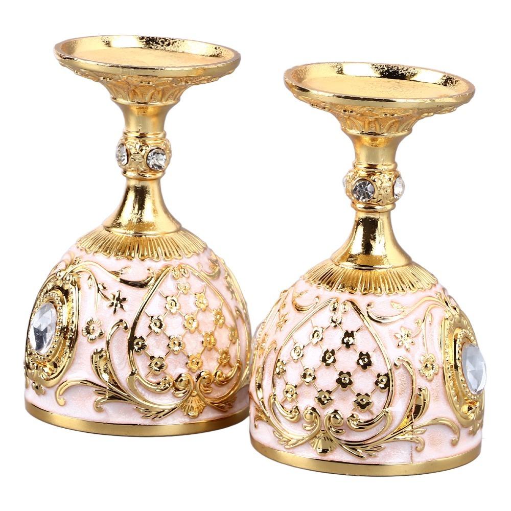 2PCS Small Zinc Alloy Goblet 30ml Capacity Embossed Wine Glass Metal Wine Cup Banquet Celebration