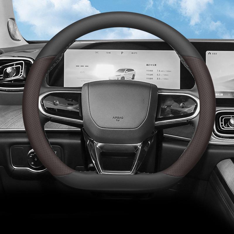 

High-quality Leather Car Steering Wheel Cover Wrap for Chery Fulwin T6 T9 T10 2026 2026 2026 D Type Steering-Wheel чорний коричневого кольору