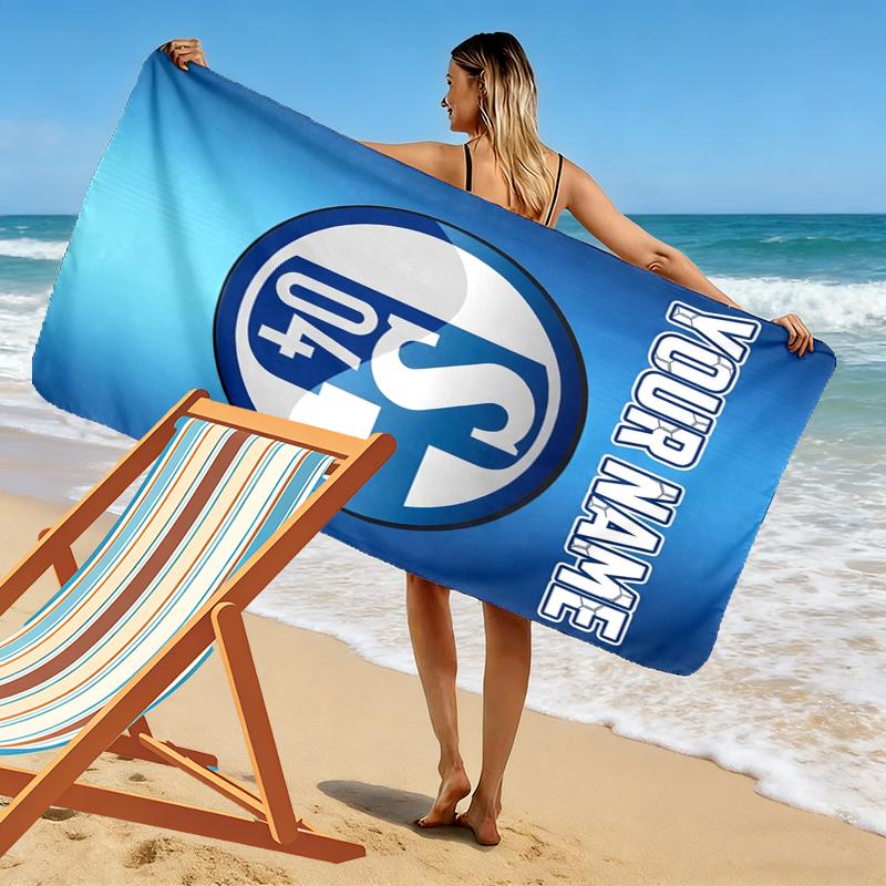 Custom Name FC Schalke 04 Print Beach Towel, Large Soft Quick Dry Towel for Beach Camping Swimming_xia
