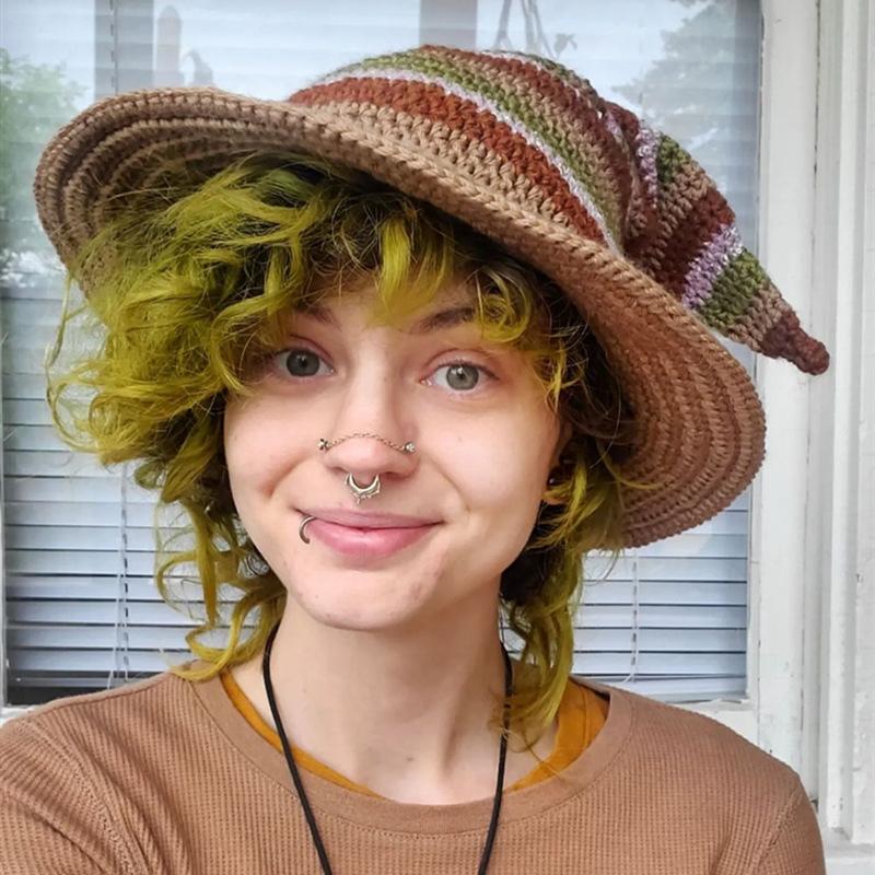 New Style Fisherman Hat for Girls, Handmade Dotted Stage Hat, British Men's Outdoor Sun Protection Hat
