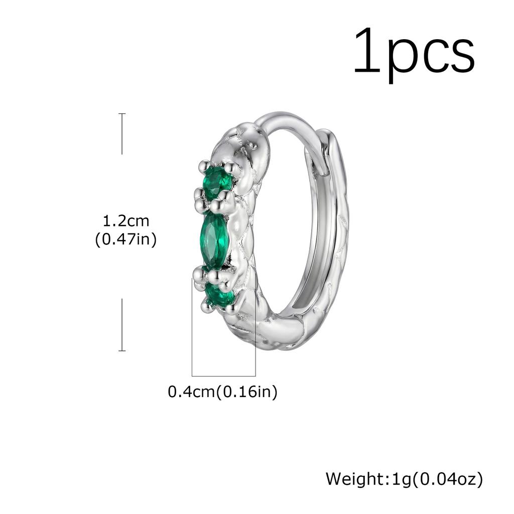 High Quality Fashion Green Cubic Zirconia Snake Shape Hoop Earrings for Men Punk Gothic Jewelry Party Daily Wear
