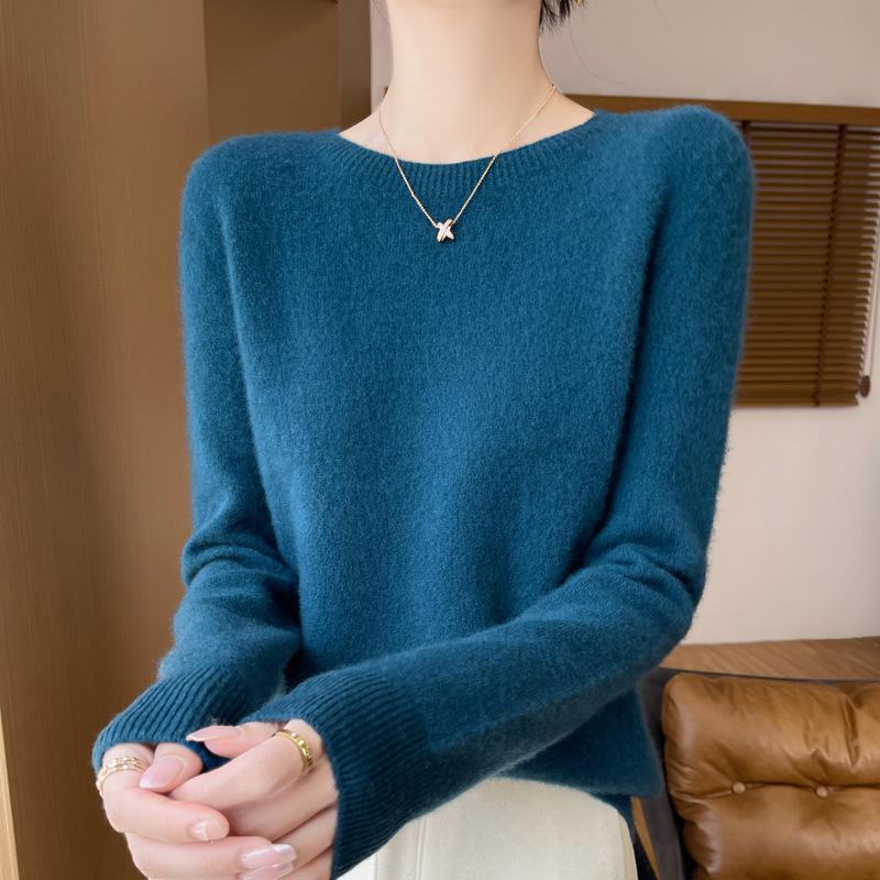 Maglione da donna girocollo lana da donna autunno e inverno pullover in cashmere top morbido e caldo