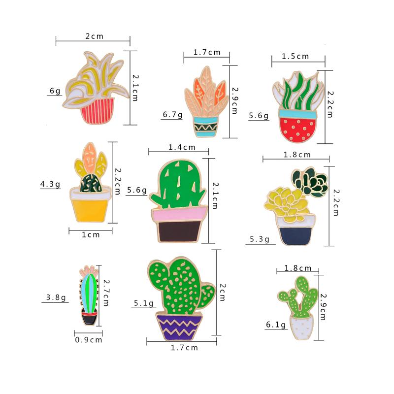 19 Styles Summer Cup Potted Design Enamel Brooches Mini Cactus Potted Plant Shaped Pins Women Girls Gardening Backpack Badge