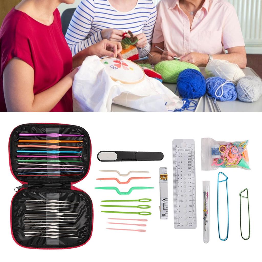 100PcsSet Sweater Knitting Tool 22 Metal Crochet Set Needles Sewing Tools Kit with DIY