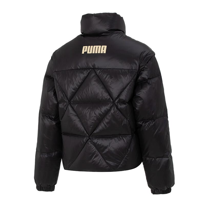Puma Buchstabenlogo bedruckte Stehkragen Warme Daunenjacke Damenjacke Schwarz 625615-01