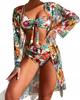 Fashionable Bikini Swimsuit With Pareo Tropical Flowers