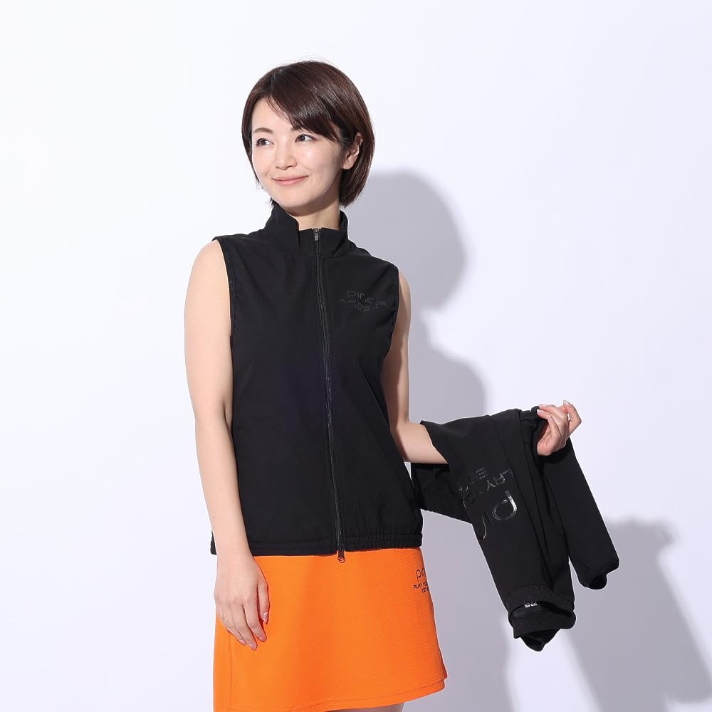 2WAY full zip blouson antibacterial and Golf outerwear LL [Pin Apparel] Women's (removable sleeves, deodorizing) / / 622-4120200 010_Black