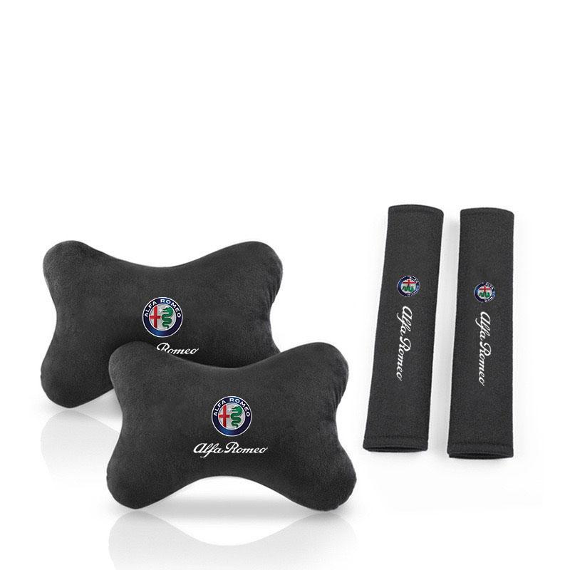 OUVKF1 Car Seat Belt Protect Shoulder Pad Cover Headrest Neck Pillow for Alfa Romeo 4C 159 Spider Giulia Giulietta 156 Tonale Mito 147