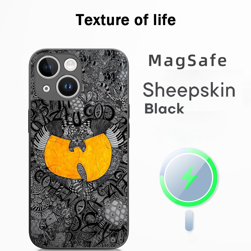 Fashion Trends WU-T-TANG CLANs ins Phone Case For iPhone 16 15 14 13 12 11 Plus Pro Max  High-end Luxury Magsafe Sheepskin
