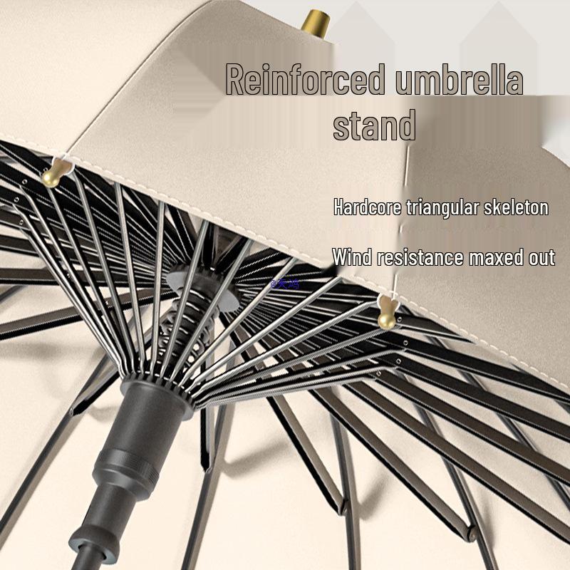 Extra-Large Women’s 24-Rib Windproof Double-Person Umbrella with Long Handle & Hook