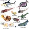 Marine Animal Simulation Model Figures: Shark, Dolphin, Hammerhead, Crab, Squid, Starfish for Kids' Education