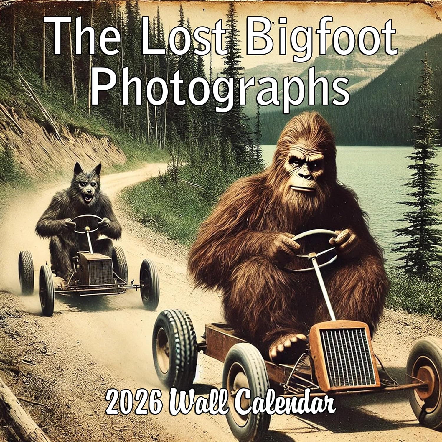 2026 The Lost Bigfoot Photographs Monthly Wall Calendar - Recently Uncovered Vintage Pictures of Bigfoot Doing Funny Things | White Elephant or Gag