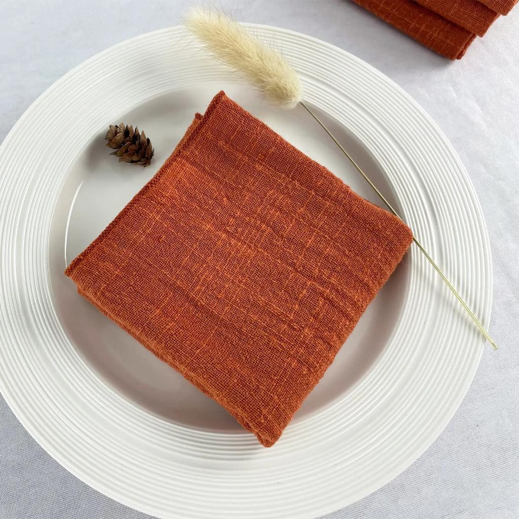 10PCS Decoration Mariage Gauze Crepe Cloth Napkins Pure Cotton Fabric Wedding Decor Everyday Use Dinner Tea Towel Table Village