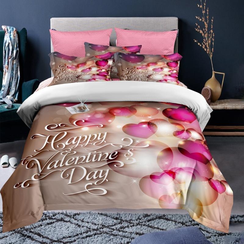 Valentine's Day Custom Name Love Heart 3D Duvet Cover Bedding Set Comforter Linen Pillowcases Wedding Decor Twin King Queen