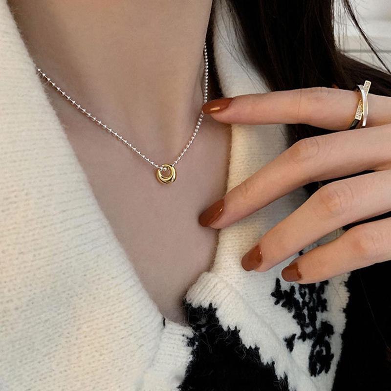 Collana con Ciondolo a Cuore Geometrico Minimalista Nuova Tendenza Collana con Perle Temperamento Vintage Per Donne Gioielli Regali per Feste