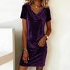 2026 Autumn-Winter Women's Velvet Scoop Neck Short Sleeve Dress