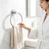 Wall Mounted Towel Holder With Adhesive Base, Metal Round Towel Loop for Bathroom Kitchen Tile Glass Marble and Guest Room Indoor Use