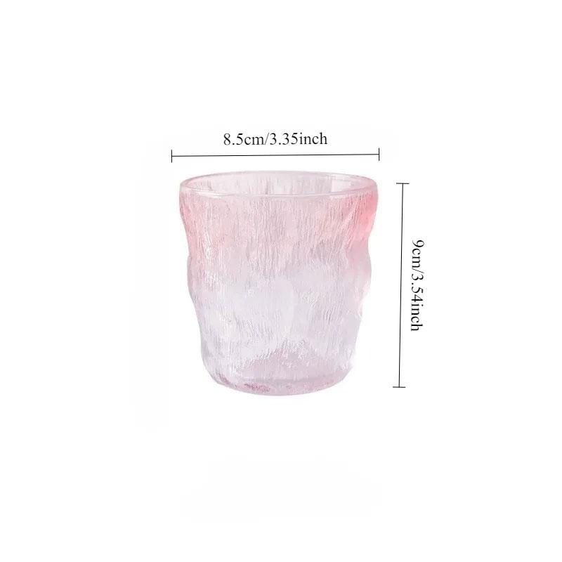285ml/380ml Gradient Pink Cocktail Glass Modern Iceberg Shaped Glass Cup Art Design Juice Beverage Mugs Suitable for Gift Giving 1pcs