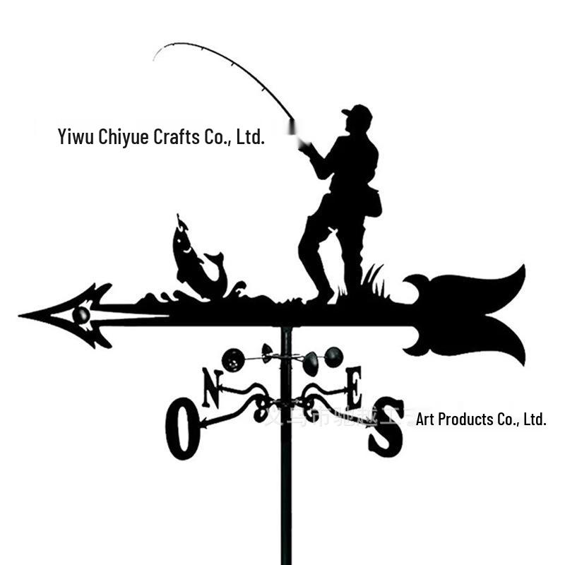Weather Vane Ornament: Outdoor Wrought Iron Spray-Painted Roof Decoration Metal Craft