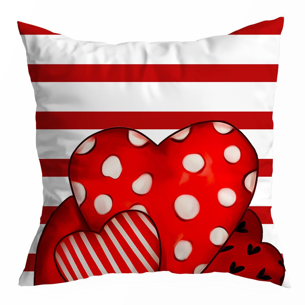 Valentine's Day Pillowcase, Peach Skin Velvet Heart Print Home Fabric Sofa Pillow, Car Waist and Back Cushion Cover