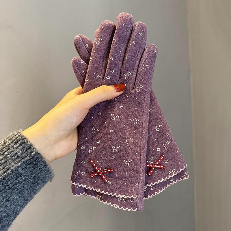 Season Warm and Cold Gloves Women's Retro Floral Fashion Gloves Driving Gloves