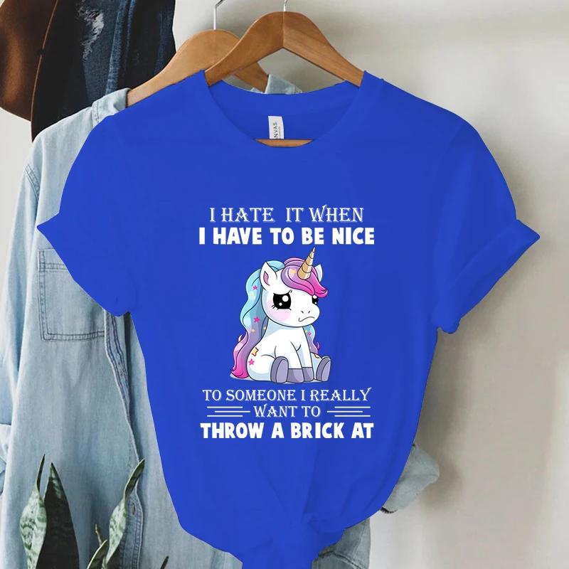 Cute Unicorn Graphic T Shirts Vintage Casual Tees New Fashion Harajuku Womens Clothing Y2k Grunge Tops Ladies Korean Tshirt
