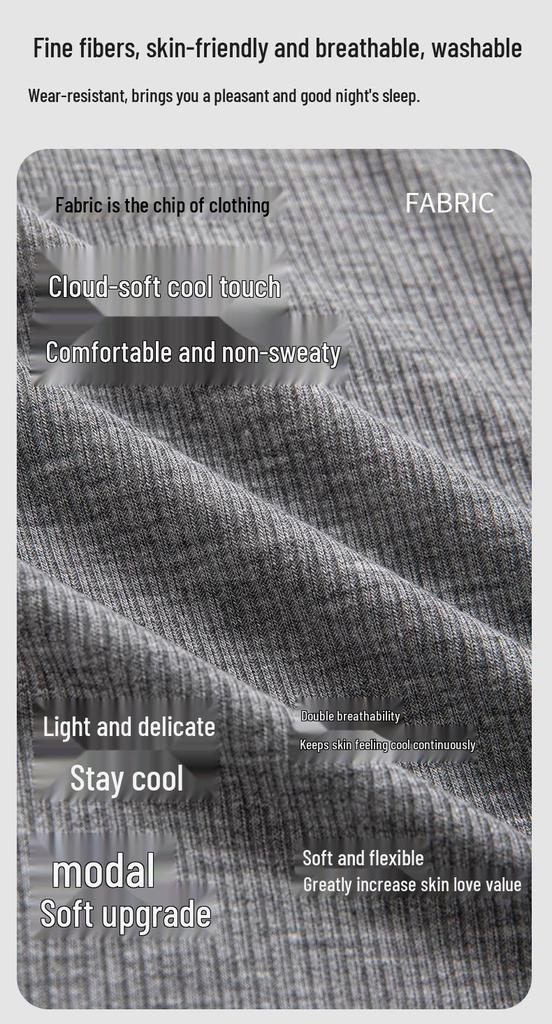 Women's Modal Pajamas with Chest Pad - Long Sleeve & Pants Set for Spring/Autumn - Wear Indoors or Outdoors