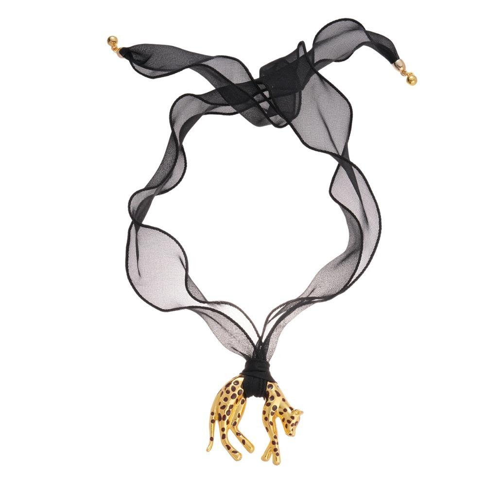 

Detachable Leopard Pendant Necklace Drip Oil Long Necklace Retro Fashion Jewelry Men золотий