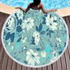Vintage Floral Round Beach Towel with Tassels, Farmhouse Flower Beach Blanket, Soft Microfiber Yoga Meditation Mat Picnic Rug