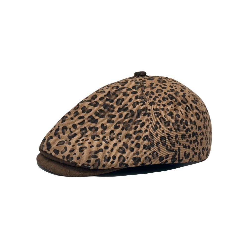 

Autumn Winter Forward Hat Leopard Print Paperboy Hat Retro Beret Hat Newsboy Cap