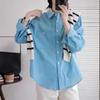 2025 Korean Lazy Style Women's Versatile Blue Long Sleeve Casual Slimming Shirt