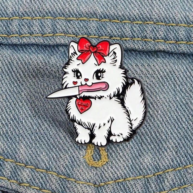 1PC Happy Crying Thumbs-Up Cat Enamel Pin, Cute Animal Badges