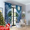 2pcs 2D Flat Printing Merry Christmas Window Drapes Christmas Elf House Snow Globe Polyester Fabric Without Electricity Party