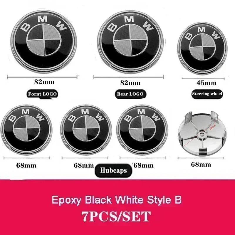For BMW X1 X3 X5 G01 G20 G21 G30 F10 F11 F20 F01 F30 sticker 7Pcs Car Front Badge Rear Sticker Center Caps Steering Wheel Emblem