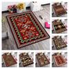 Bohemian Tribal Area Rug with Geometric Pattern, Vintage Red Large Carpet for Living Room Bedroom Home Decor, Non-Slip Soft Floor Mat