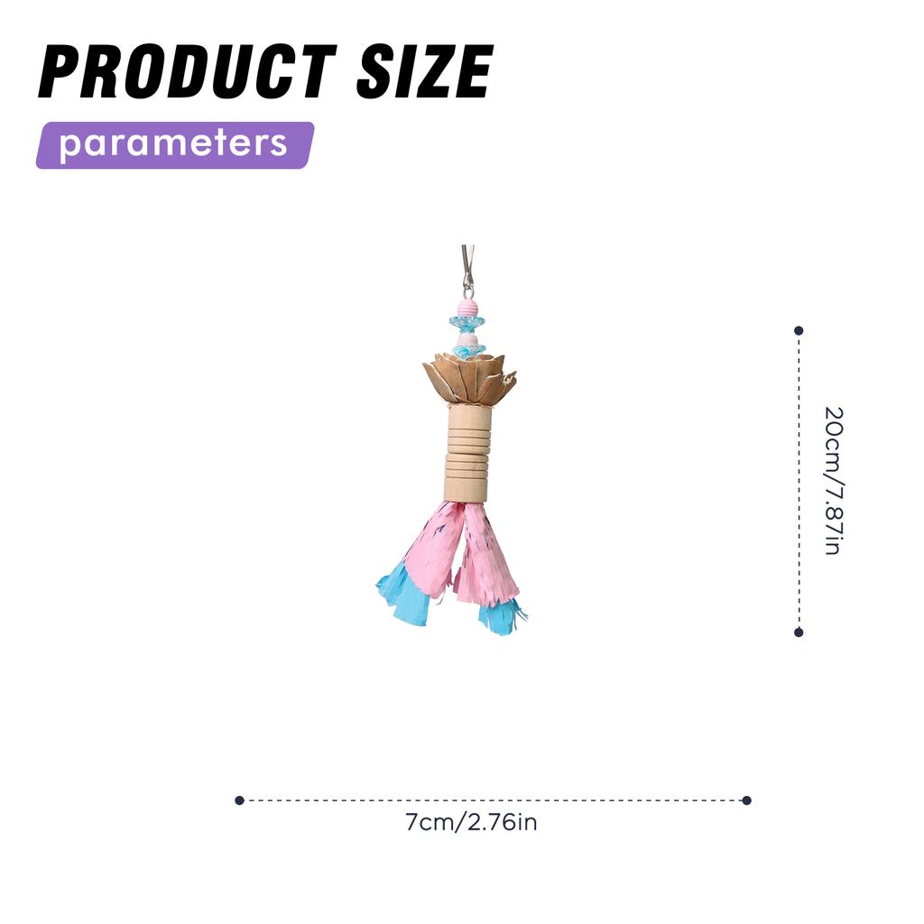 Parrot Chewing Toy Natural Pith Ball And Paper Rope Bite Resistant Bird Cage Enrichment For Small Medium Bird Cockatiel Lovebird