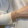 S925 Sterling Silver Fashion Texture Splicing Bracelet Necklace Korean Simple Personalized Collarbone Chain
