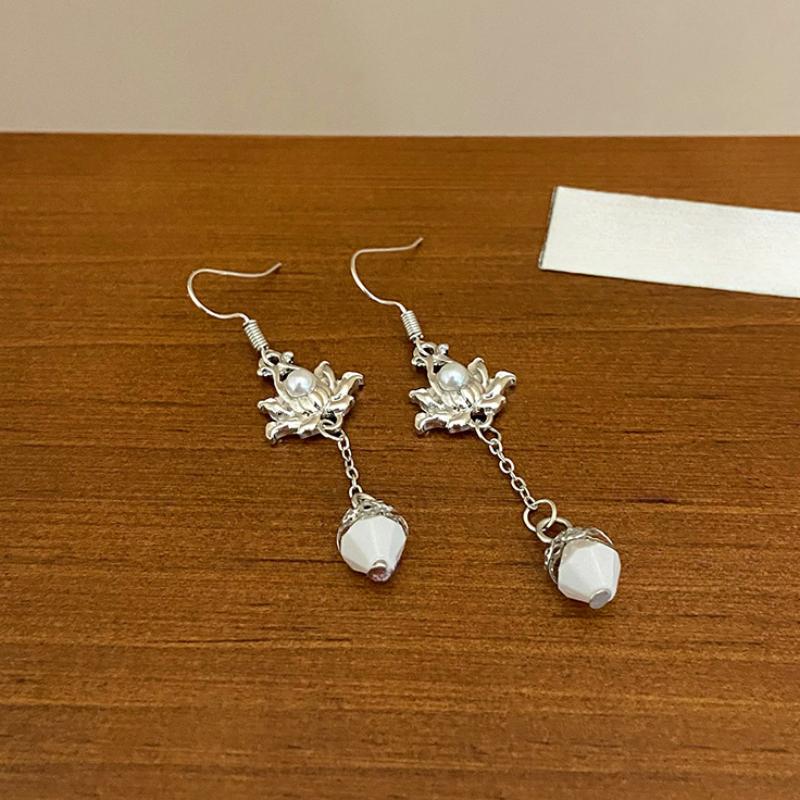 

Модные оригинальные антикварные длинные серьги с геометрическим рисунком лотоса женские