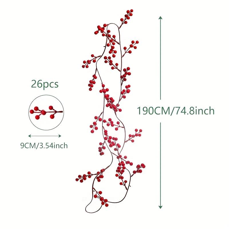 Artificial Red Raspberry Vine - Red Berry Wreath Christmas Decoration - Suitable for Holiday Fireplace Staircase Decorations