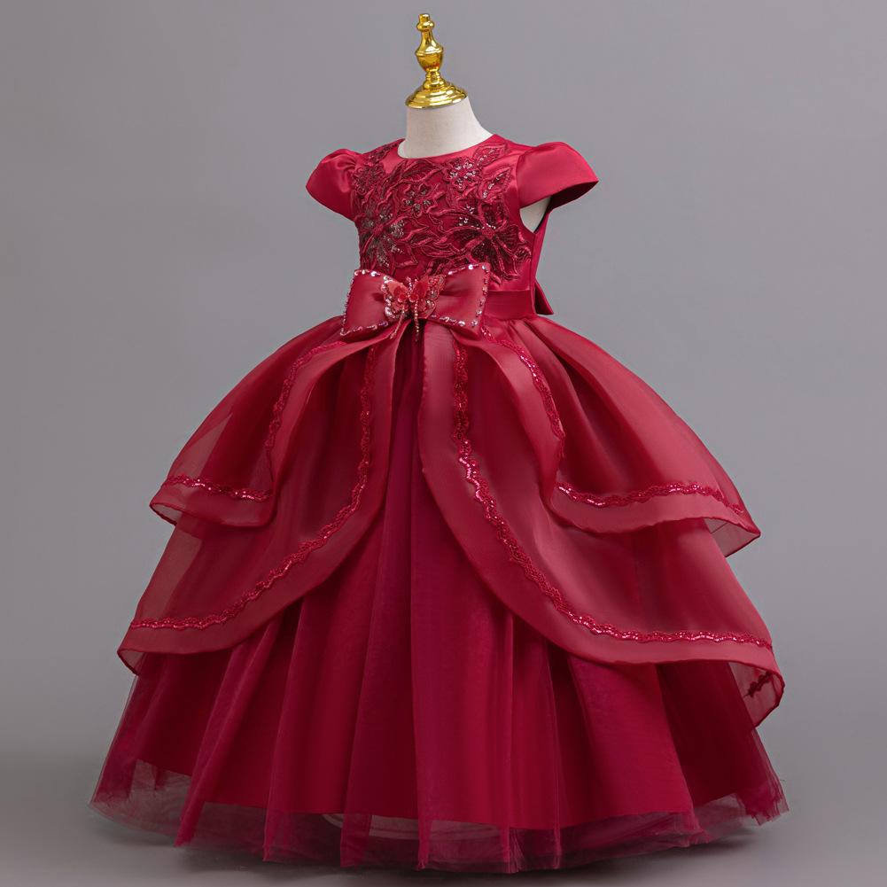 Girls Princess Dresses Irregular Long Mesh Dress Dresses Middle Large Children Piano Performance Clothes Christmas Costumes  Girl's Favourite Dress
