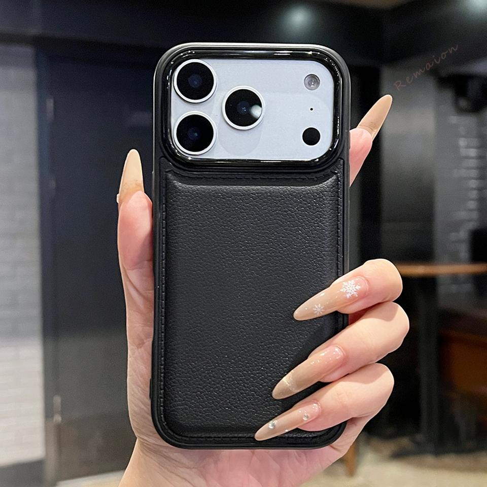 Leather Silicone Phone Case for iPhone 17 Air 11 12 13 14 15 16 17 Pro Max Plus 12 13 Mini Candy Soft Shockproof Protector Cover