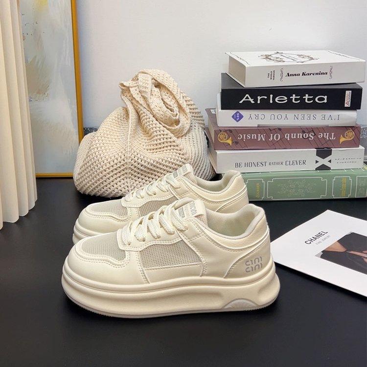 Little white shoes women's 2025 new shoes spring thick-soled heightened mesh board shoes popular versatile casual shoes with skirts