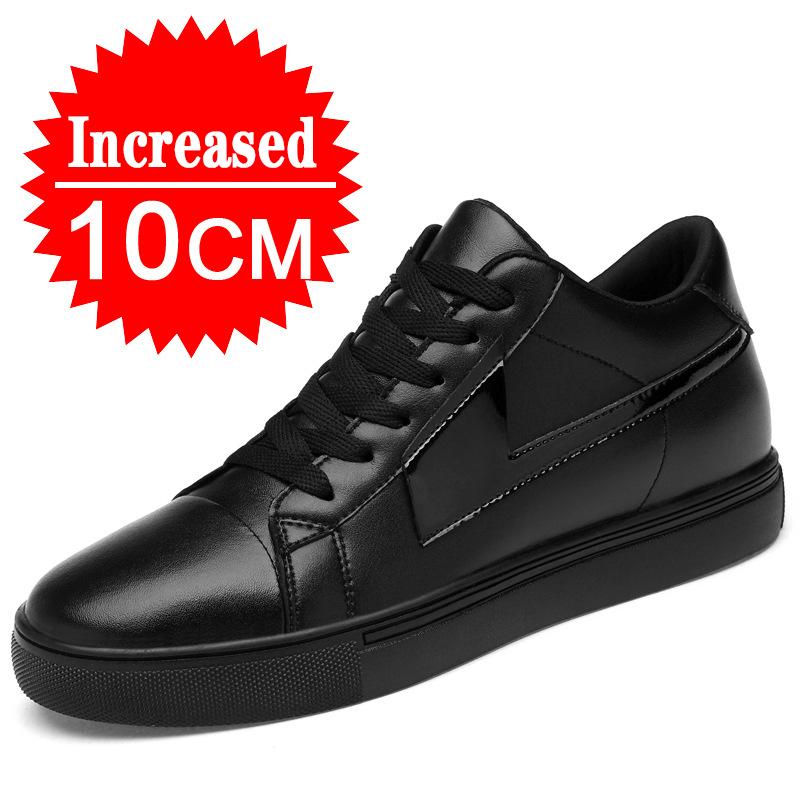 Fashion Sneakers Man Elevator Shoes Height Increase Insole 10cm White Black Taller Shoes Men Leisure Fashion Leather Sports Plus Size 44