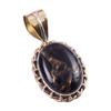 Natural Black Copper Turquoise 925 Solid Silver Gift TwoTone Pendant 1.25" t1M14