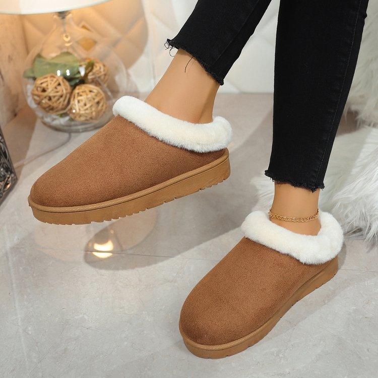 

Ленивые хлопковые туфли большого размера на толстой подошве, флисовые и толстые туфли для женщин, туфли на одну ногу 42 коричневый
